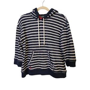 Lauren Jeans Company blue & white striped hooded sweatshirt. Size L.